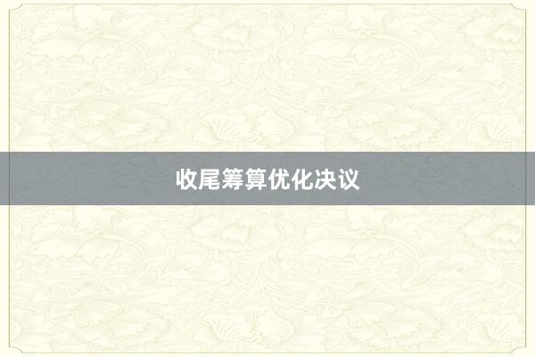 收尾筹算优化决议